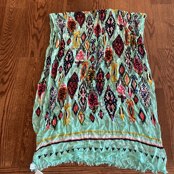 Vera Bradley soft fringe scarf Pueblo 💯 viscose multi color Aztec mint green - Picture 16 of 17